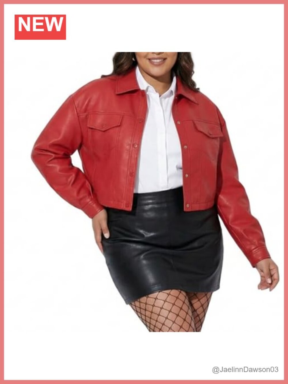 Plus Size Faux Leather Cropped Biker Jacket Trendy Moto Coat